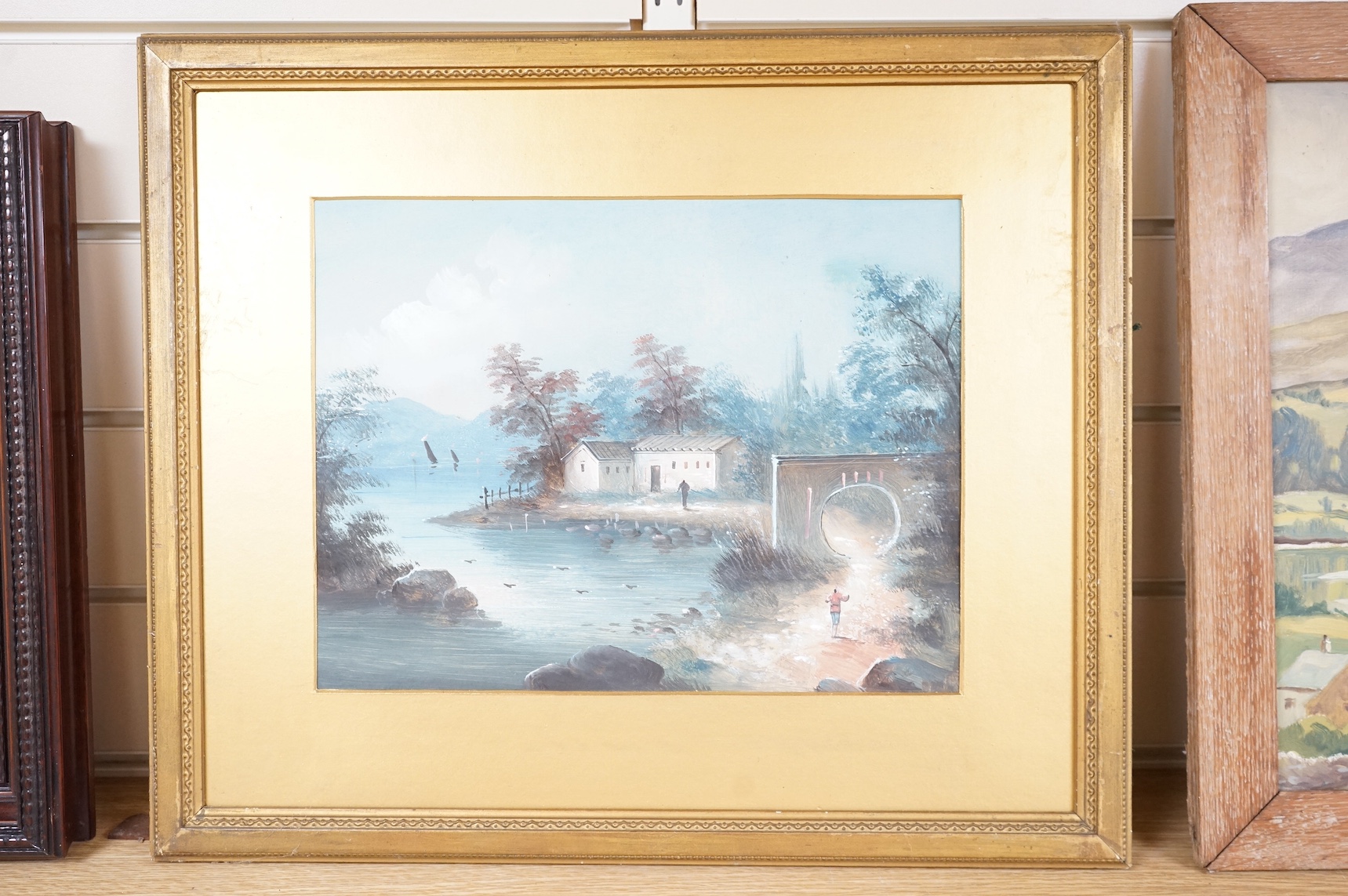 20th century, Continental school, Riverscape, unsigned, 25 x 32cm. Condition - fair
